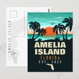 Postal Amelia Island Florida souvenirs Retro Sunset Souve