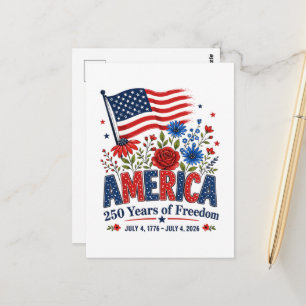 Postal América 250 Años de Libertad Bandera Floral