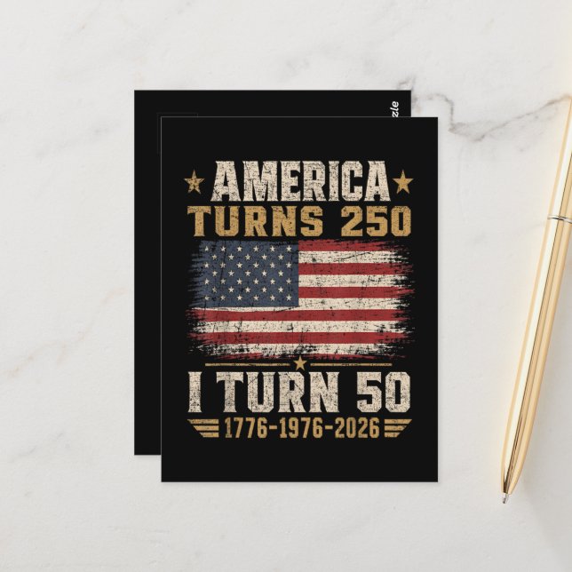 Postal América Cumple 250 Yo Cumplo 50 (Anverso/Reverso In Situ)