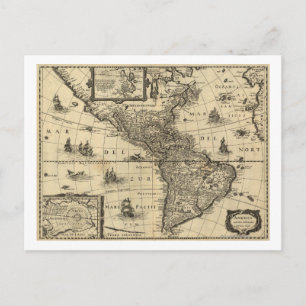 Postal América del Norte y del Sur - Mapa Panorámico