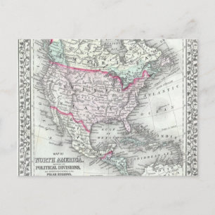 Postal América del Norte y el mapa de antigüedades de los