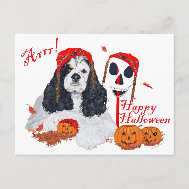 Postal American Cocker Spaniel Halloween (Anverso)