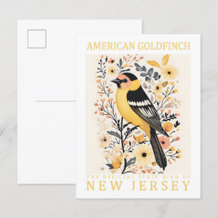 Postal American Goldfinch Bird of New Jersey Estados Unid