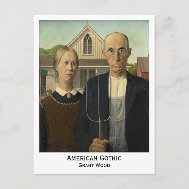 Postal American Gothic, Grant Wood versión más antigua de (Anverso)