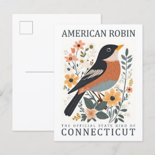 Postal American Robin Bird of Connecticut USA Travel