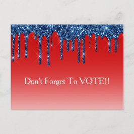 Postal Americana Red Blue Glitter Drip Vote Reminder