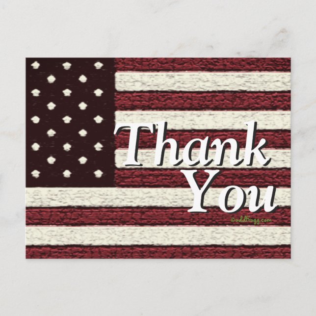 Postal Americana USA Stars and Stripes Gracias Postcard (Anverso)