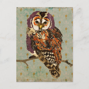 Postal Amethyst Owl Blue Postcard
