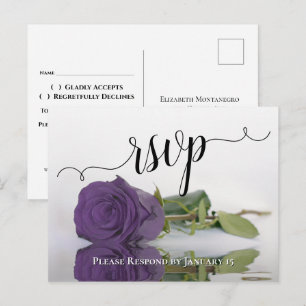 Postal Amethyst Purple Reflecting Rosa Moda Wedding RSVP