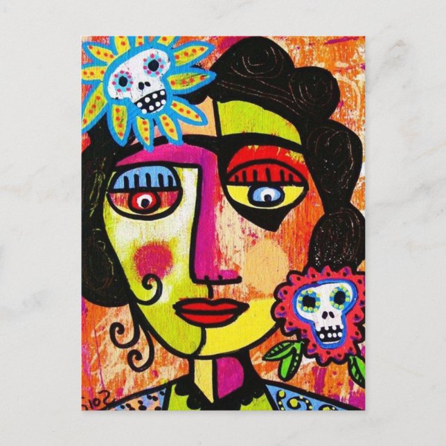 Postal Amethyst Sugar Skull Mexicana (Anverso)