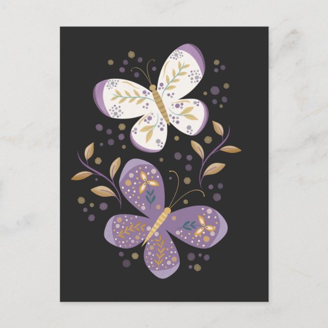 Postal Ametistas y mariposas de oro (Anverso)