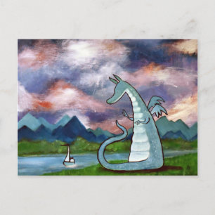 Postal Amigable Dragón Arte Postcard Cute Whimsical