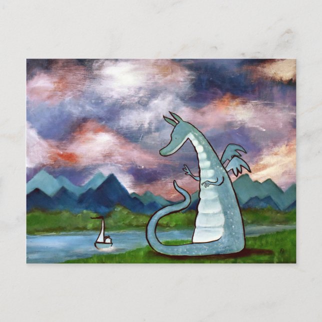 Postal Amigable Dragón Arte Postcard Cute Whimsical (Anverso)