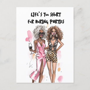 Postal Amigas chicas negras outfit de leopardo y rosa fie