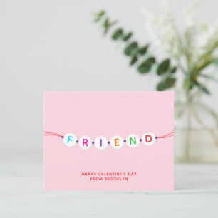 Postal Amigo lindo brazalete de amistad rosa San Valentín