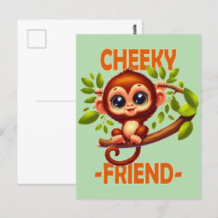 Postal Amigo malhumorado cute mono bebé en personalizado