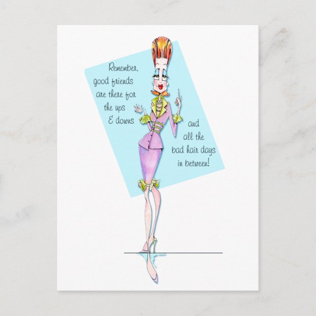 Postal Amigos a través de días de buen cabello (Anverso)