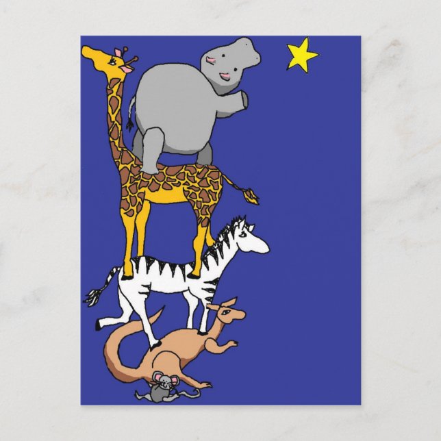 Postal amigos animales y una estrella (Anverso)