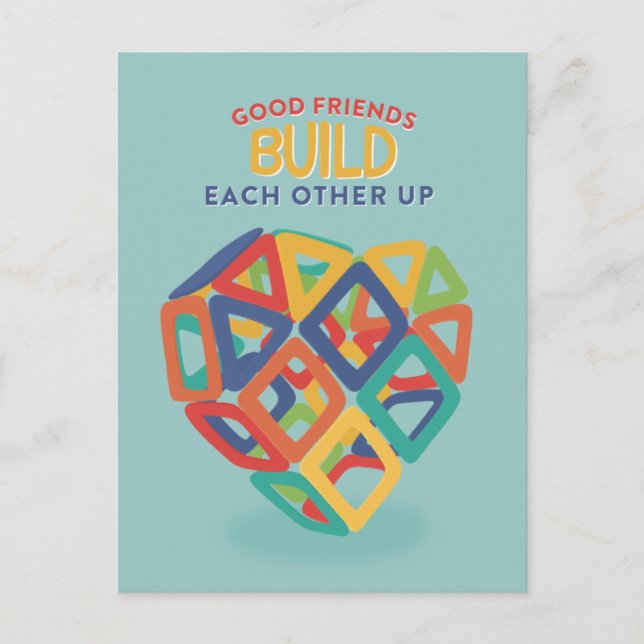 Postal Amigos Construyan mutuamente Un Corazón De Baldosa (Anverso)