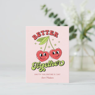 Postal Amigos de Corazones de Cerezo Cute mejor juntos