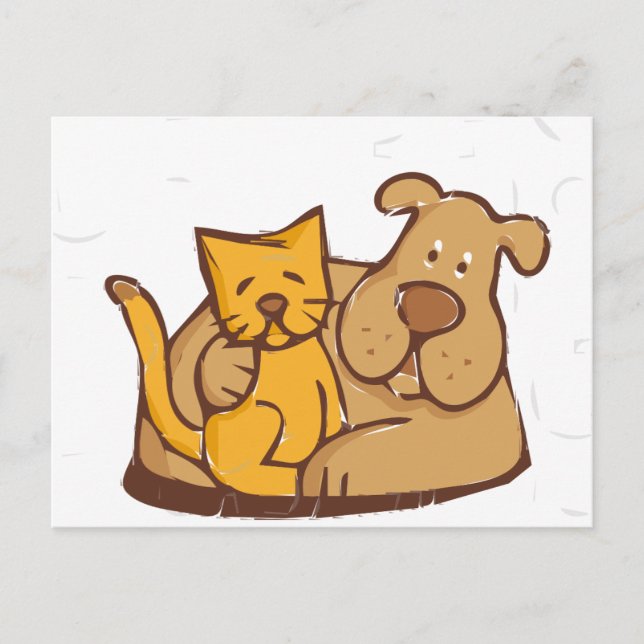 Postal Amigos de la eternidad | Gato y perro juntos (Anverso)