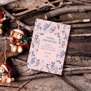 Postal Amigos del bosque de Navidad en el bosque invernal