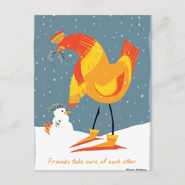 Postal Amigos del pollo de nieve (Anverso)