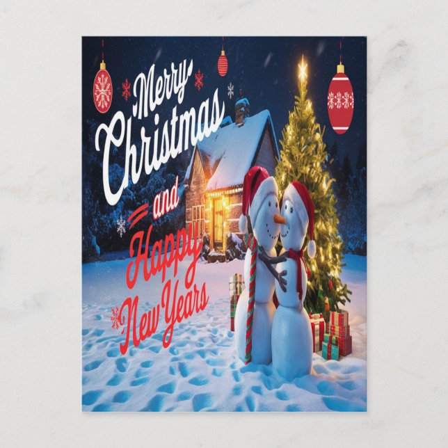 Postal Amigos Frosty: Hombre de nieve y danza del árbol d (Anverso)