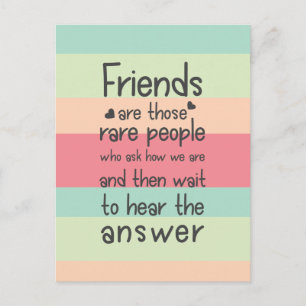 Postal Amigos lindos Pastel raros Cita de Amistad Rayas