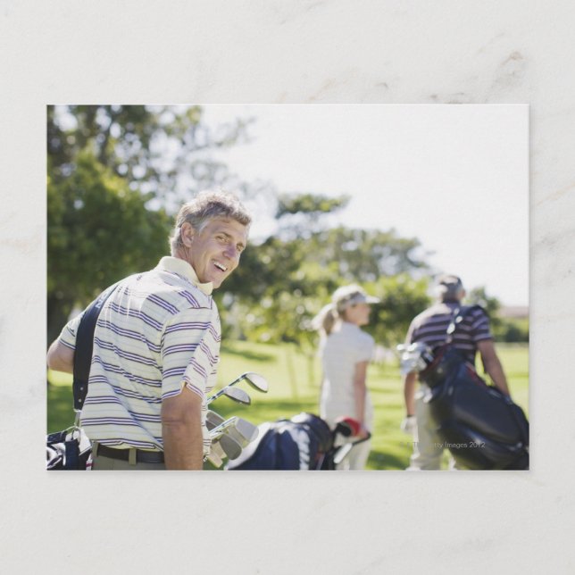 Postal Amigos llevando bolsas de golf (Anverso)