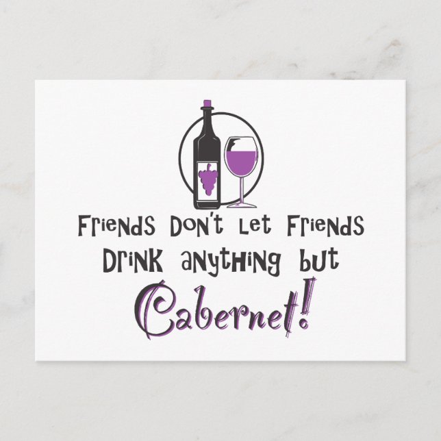 Postal Amigos no permiten que amigos/cabernet Wine (Anverso)
