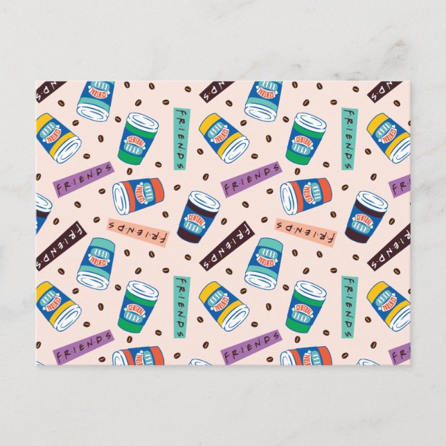 Postal AMIGOS™ | Patrón de café vibrante de Perk central (Anverso)