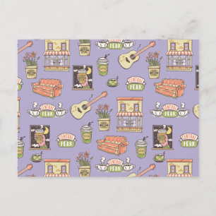 Postal AMIGOS™   Patrón de iconos morados