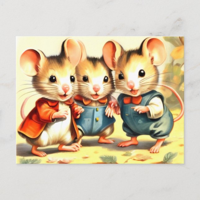 Postal Amigos Ratones Pequeños y Lindos (Anverso)