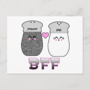Postal Amigos Sal y Pimienta Kawaii