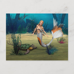 Postal Amigos Sirena y Tortuga
