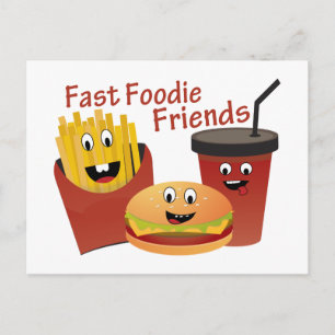 Postal Amigos sonrientes de comida rápida