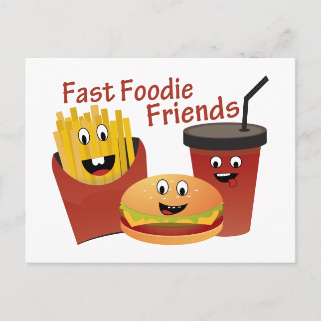 Postal Amigos sonrientes de comida rápida (Anverso)
