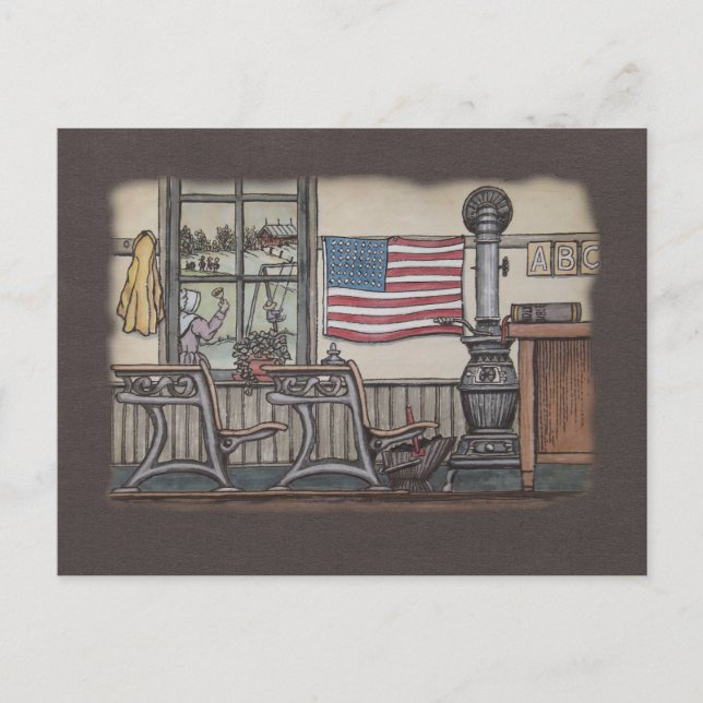 Postal Amish One Room School Room (Anverso)