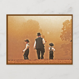 Postal Amish Padre e Hijos