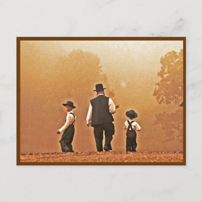 Postal Amish Padre e Hijos (Anverso)