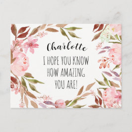 Postal Amistad acuarela Pink Peonies Personalizados