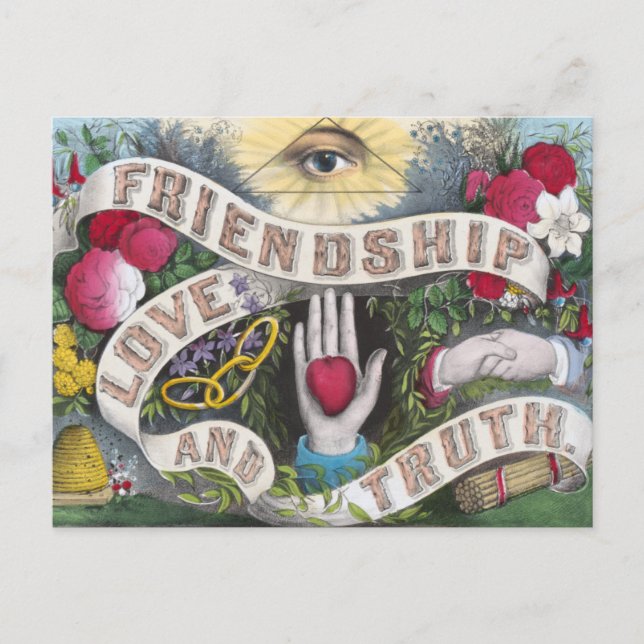 Postal Amistad, Amor, Verdad Vintage (Anverso)