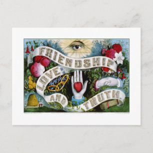 Postal Amistad, amor y verdad (1874)