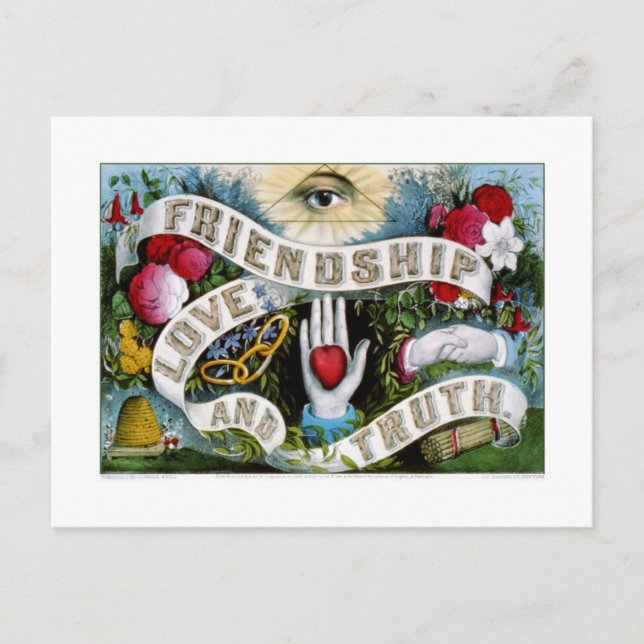 Postal Amistad, amor y verdad (1874) (Anverso)