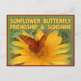 Postal Amistad con las mariposas girasoles y sol