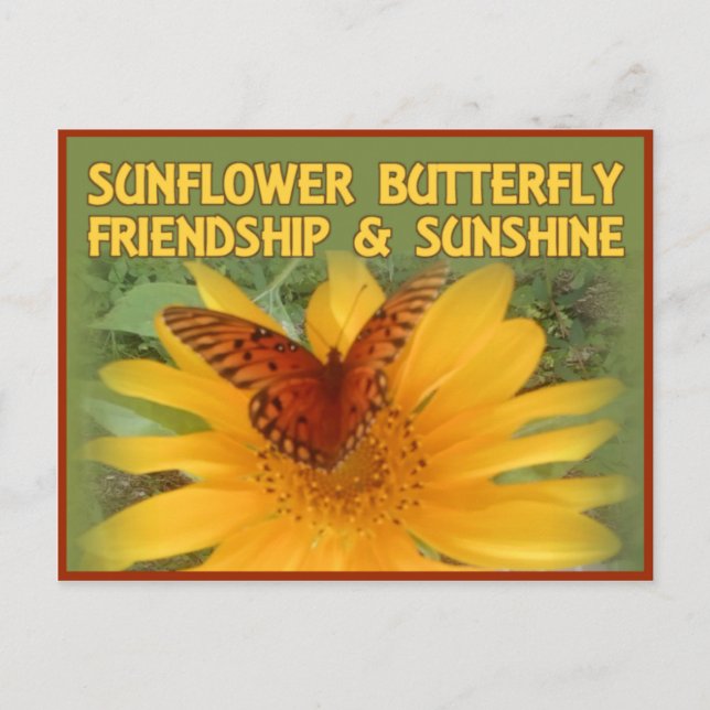Postal Amistad con las mariposas girasoles y sol (Anverso)
