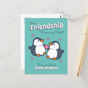 Postal Amistad con los pingüinos Personalizado de postale