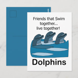 Postal Amistad de mamíferos marinos delfines del océano 