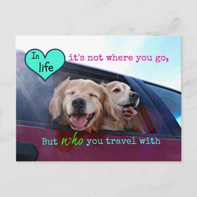Postal Amistad de viaje de Golden Retriever (Anverso)